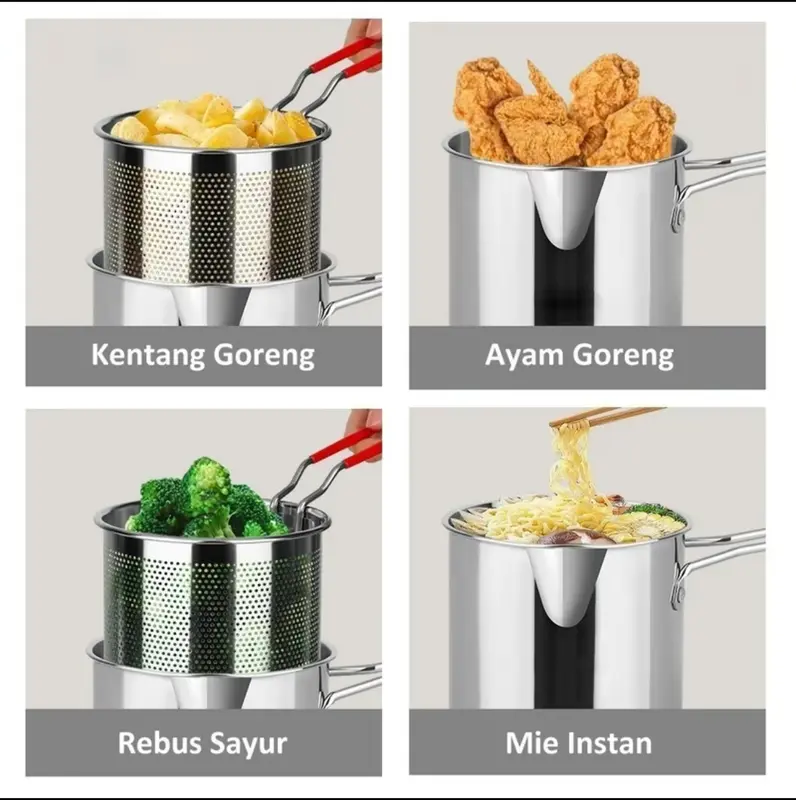 QME - Penyaring Minyak Multifungsi Deep Fryer Pan 5in1 dengan Penutup Stainless Steel Gratis Capitan & Tatakan Kitchenware 1