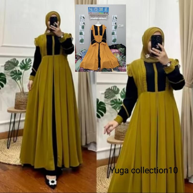 Product Introduction of 2025 Difarina dress gamis crinkle double layer/gamis dewasa jumbo busui/gamis crinkle kombinasi buka pintu/gamis lebaran model terbaru Wanita Pesta muslimah rekomendasi baju melayu swaroxy vina dres marun 4