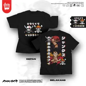 Kaos Anime Luffy and Shanks – Bahan Premium Tebal Adem | T-Shirt Unisex Dewasa V.1