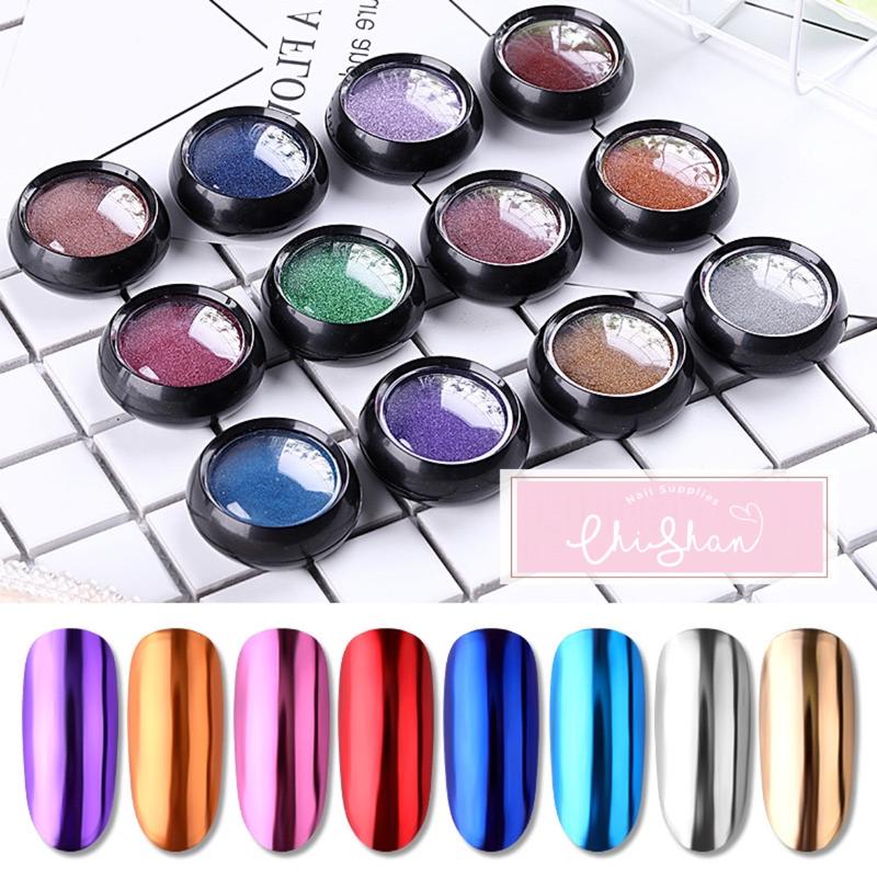 COMPACT POWDER METALIC MIRROR CHROME NAILART 5