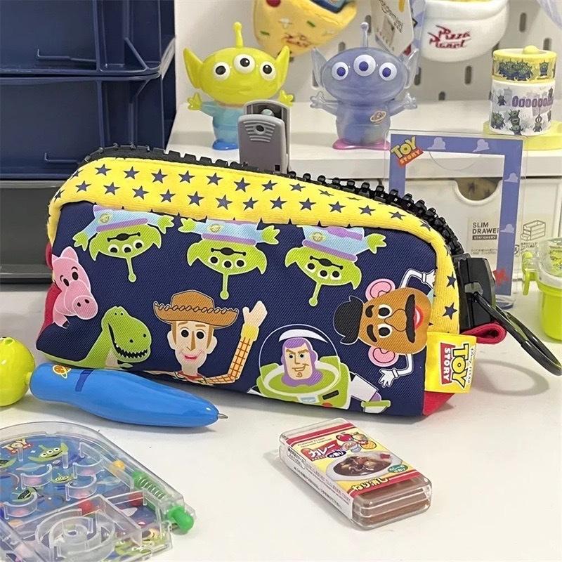 Túi đựng bút viết sức chứa lớn họa tiết toy story có khóa kéo bản to vải canvas màu xanh navy