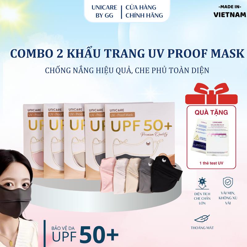 SIÊU ƯU ĐÃI COMBO UNICARE 2 chiếc Khẩu trang Proof Mask Có Gọng Chống Tia UV Chất Lụa Băng 2 Lớp Có gọng Mềm Mịn Thông Thoáng Không xù vải Nhiều màu Thời trang Phụ Kiện