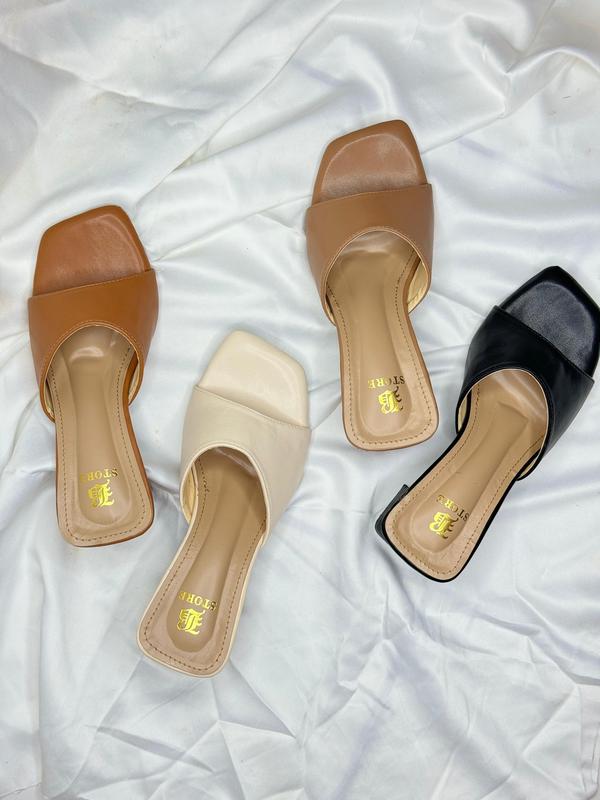 B4-TDR ALMOND Sendal Slop Heels Wanita 5cm 0