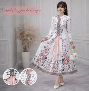 Bless | Set Rok Birva Setelan Matsilk Atasan Lengan Panjang Dan Rok Midi Wanita Casual Simple Motif