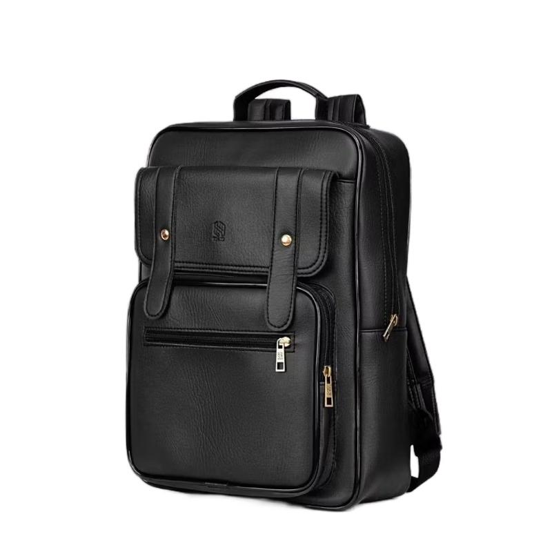  Balo da nam nữ balo đựng laptop 15,6 inch chống sốc 5 chiều chống nước ba lô đen trơn nắp gập 