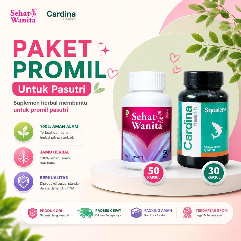 Promil Cepat Hamil Untuk Program Kehamilan Program Suami Istri Vitamin Kesuburan Wanita Pengental Sprema Pria Cardina & Sehat Wanita Original Isi 30 Softgel, 50 Dan 100 Kapsul Asli Sudah BPOM & Halal 