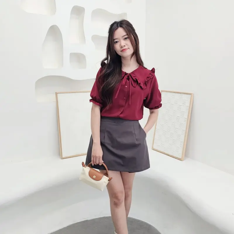 Naeun Blouse Pita Top Atasan Tangan Pendek Wanita 0
