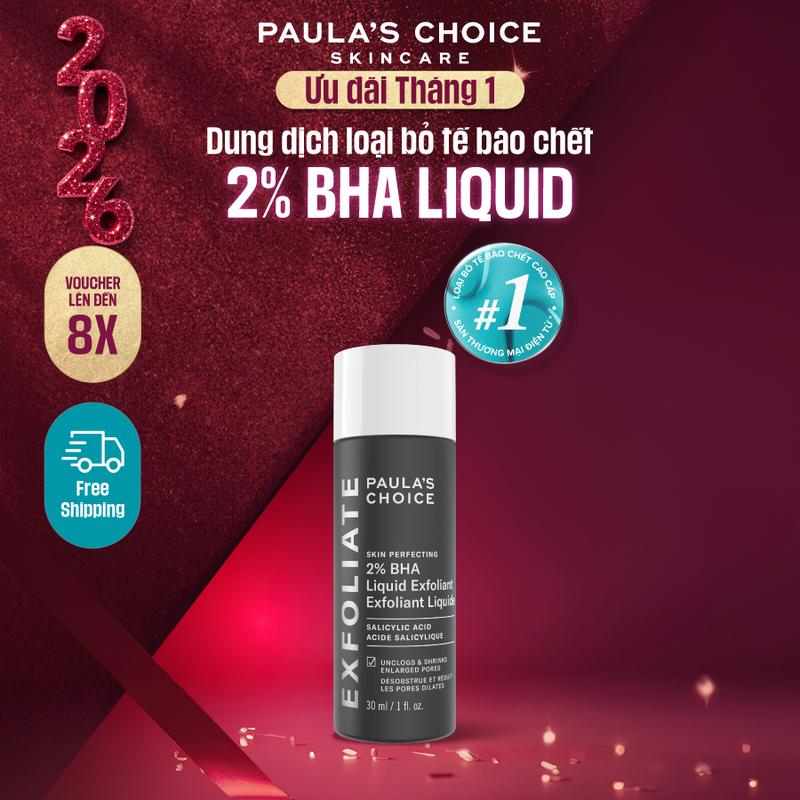 Tẩy tế bào chết hỗ trợ làm sạch sâu Paula's Choice Skin Perfecting 2% BHA Liquid Exfoliant 30ml B2016