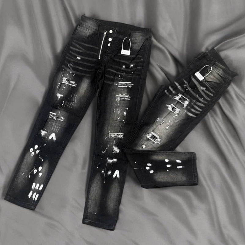 Quần jean nam boy phố xanh thêu lá đỏ(5 cánh,4 cút) có túi cotton chất vải bò co giãn dày dặn, mẫu mới Hót Trend Menswear Pants quần  jeans quần  dsq xanh quan nam