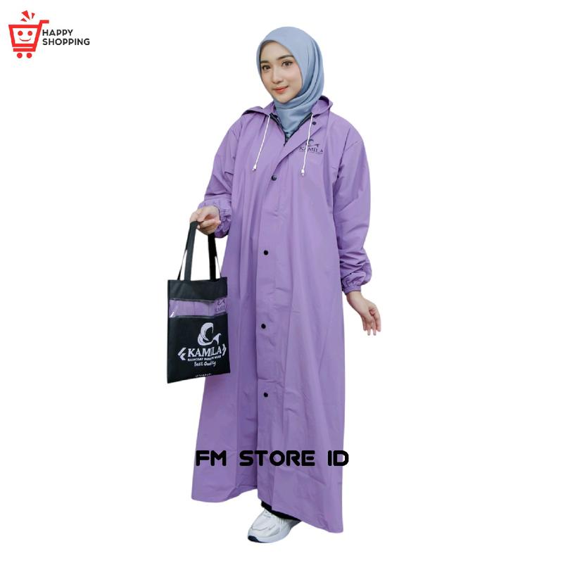 (KAMILA) jas hujan gamis muslimah bahan pvc 0,25 anti rembes best quality pink 2