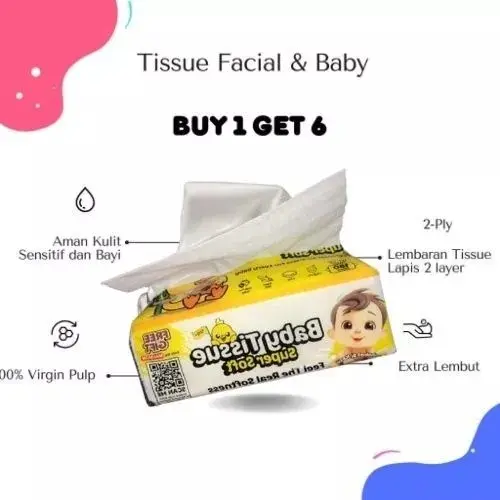 6 PACK MOMANGEL Murah Tissue Kering Bayi Baby Mulut Tangan 180 lembar Per Pack | Tissue wajah - 180 Sheets 2ply 360 helai - Tissue Murah Promo 4