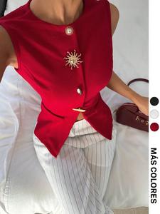 Chaleco casual de color sólido para mujer, cómodo y elegante, perfecto para uso diario, pieza de moda versátil para todas las estaciones