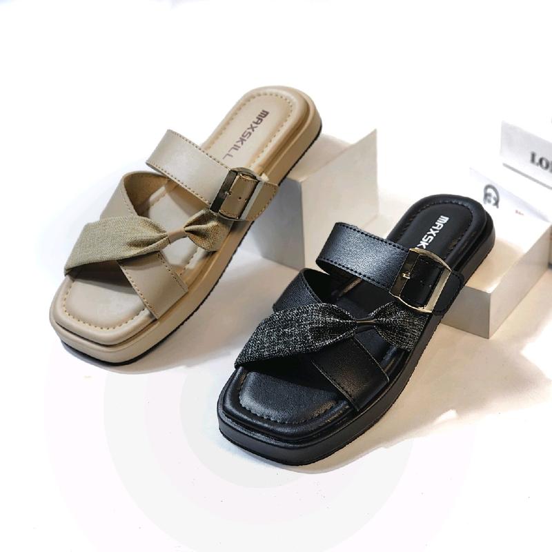 MAXSKILL-ELENA  sandal remaja kekinian super lucu elegant  tali bahan kanvas 0