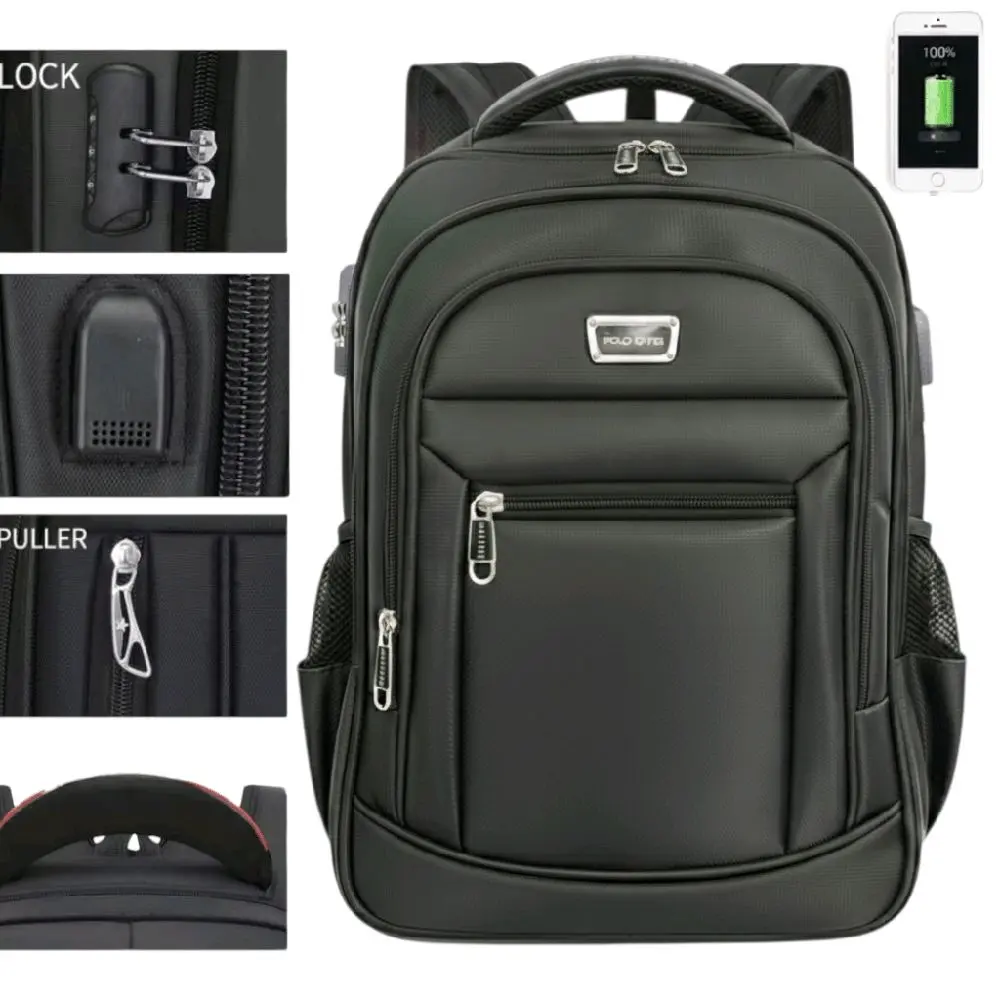 Polo GIVES 16 In Tas Ransel Kerja Tas sekolah Kunci Usb Port POLO Import New Backpack