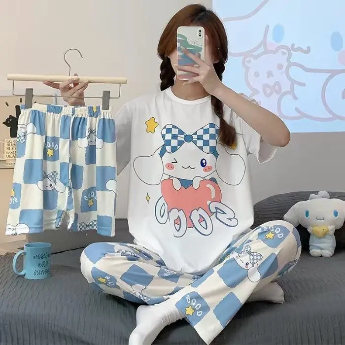 PP52 BAJU TIDUR  3IN1 KAOS JUMBO PIYAMA WANITA BAHAN KAOS