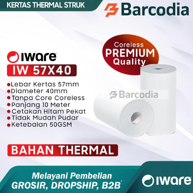 Gambar KERTAS PRINTER THERMAL 57 x 40 - KERTAS STRUK MOBILE PRINTER / EDC - KERTAS THERMAL 57X40 KERTAS THERMAL 58MM dari Barcodia Kota Administrasi Jakarta Pusat Tokopedia