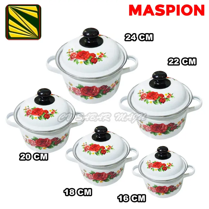 Maspion Panci Enamel Bunga THAILAND ukuran 16 cm, 18 cm, 20 cm, 22 cm