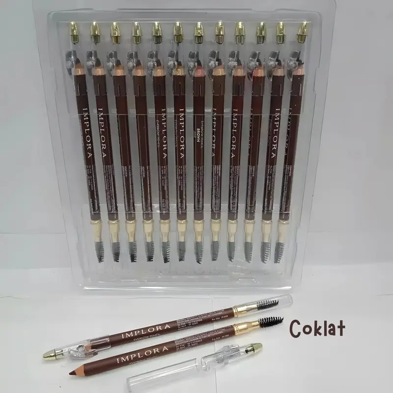 pensil alis implora IMPLORA eyebrow pencil 2 in 1 | pensil alis murah Waterproof 2