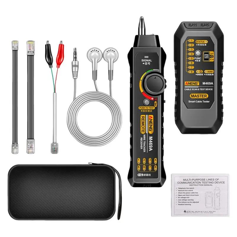 Máy kiểm tra cáp mạng, theo dõi dây RJ45 + RJ11, công cụ kiểm tra dây, công cụ tìm đường dây, cho Cat quang, công tắc cáp điện thoại, cáp mạng 1
