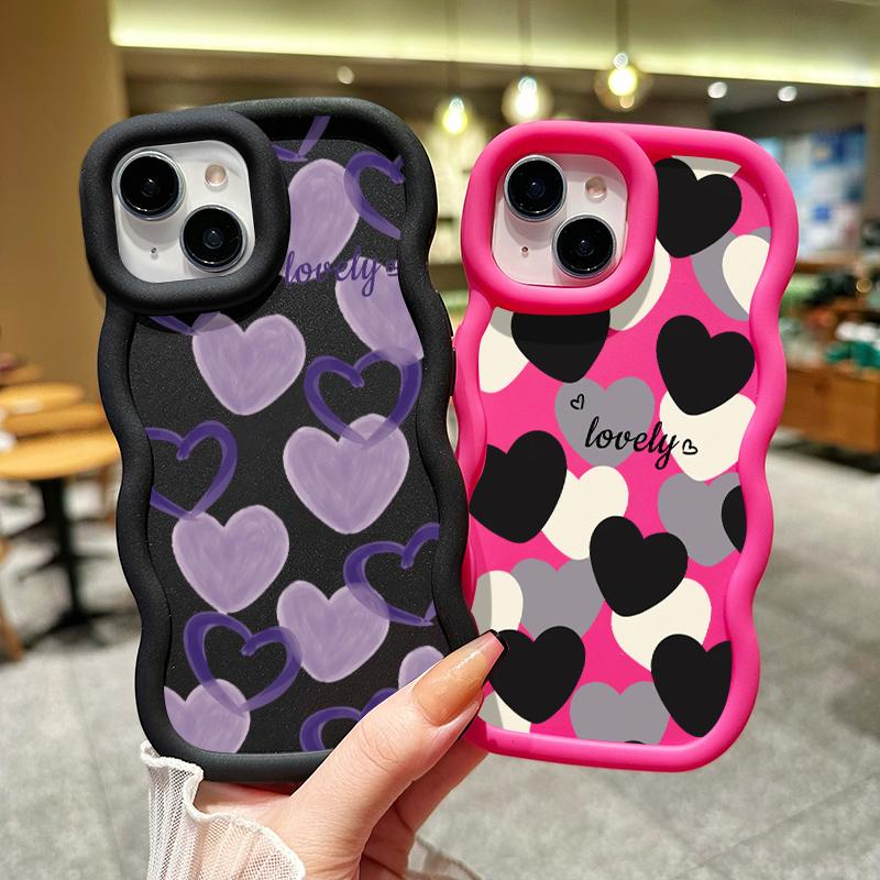 Casing Hp Untuk OPPO A7 A5s A12 A12s A11K Casing Hp Kesing Softcase Case Bahan silikon gelombang Cesing Pola Hati Retro Mode pelindung marshmallow Anti Jatuh Tahan debu guncangan 3