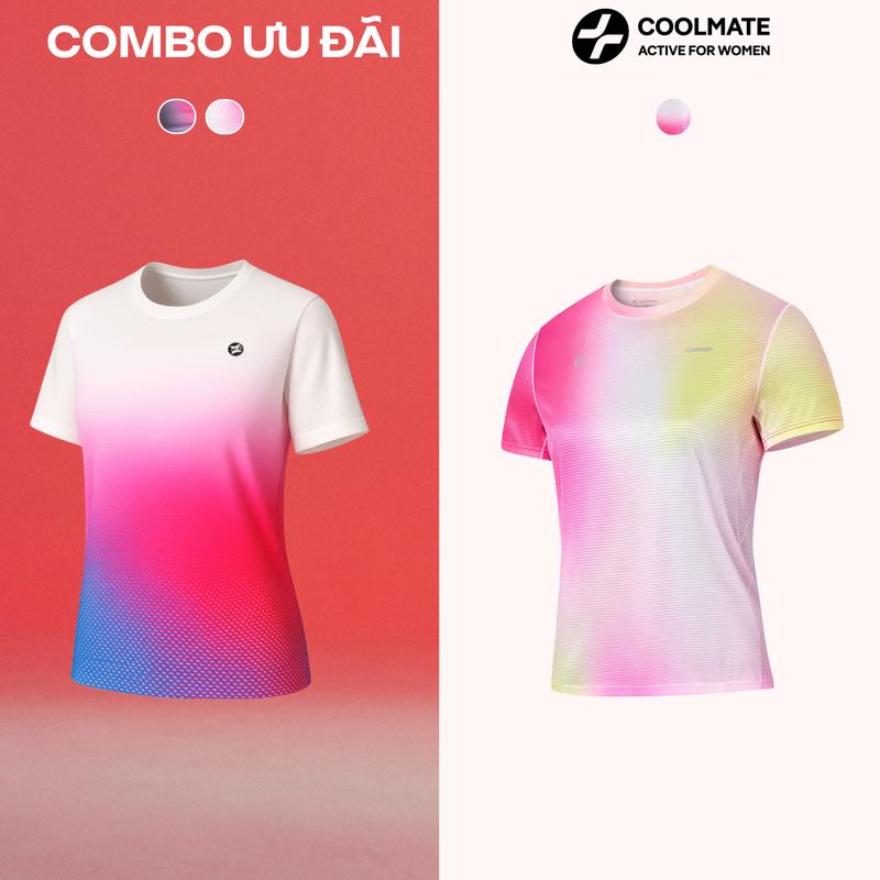 Combo 2 áo thun thể thao AirRush & áo Graphic Pink Gradient nhẹ thấm hút nhanh khô thoáng khí - Coolmate Active For Women
