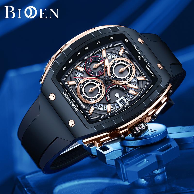 【003Harga telah diganti, cepat beli】BIDEN Jam Tangan Pria Anti Air Olahraga Multifungsi Tali Silikon Pria Jam Tangan Cowok Original YNR028 3