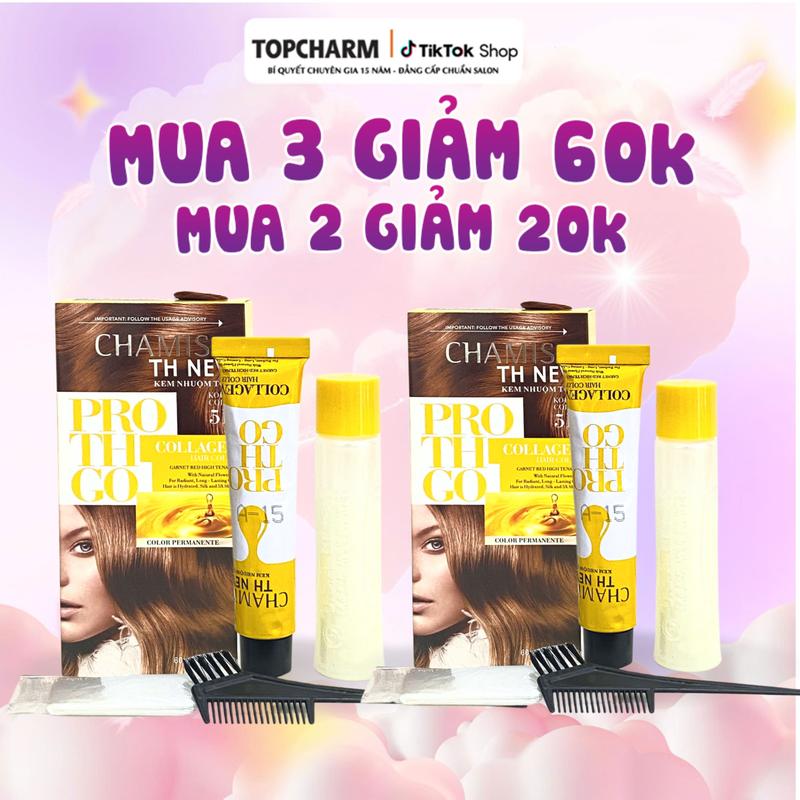 MUA 3 GIẢM 60k TOPCHARM Kem Nhuộm Tóc Chamis TH PRO 5D 30 Màu Thời Trang Không Cần Tẩy Dưỡng Tóc Nữ Chuẩn Salon Đen Vàng Nâu Lạnh Nâu Tây Găng Tay Oxy
