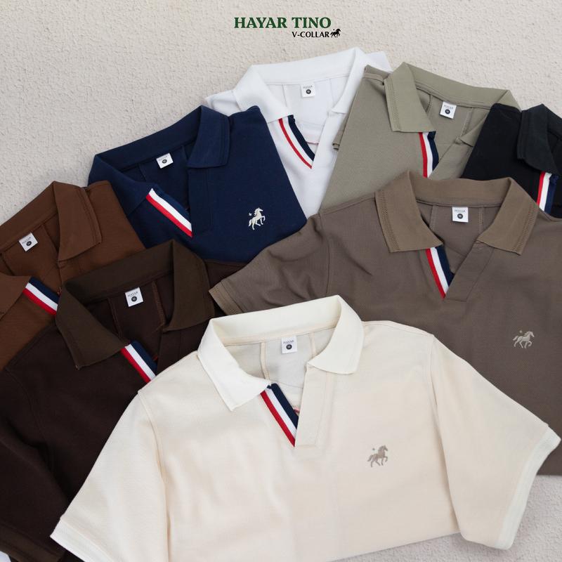 HAYAR x dongmacdep Áo Polo Nam HAYAR V-Collar Cổ V Sang Trọng Thêu Logo Ngựa Cao Cấp Chất Liệu Mềm Mại Phong Cách Thể Thao