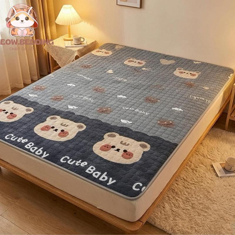 Thảm trải giường ga giường yuki bọc đệm 4 góc meow.bedding đủ kích thước siêu ấm chất liệu nỉ nhung mềm mại ấm cực nhanh