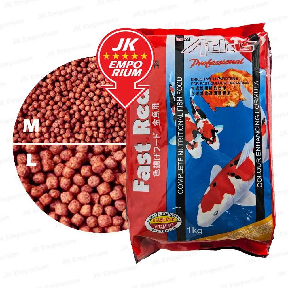 1kg Atlas Fast Red Koi Floating Fish Food Goldfish Gold Fish Makanan Ikan Timbul