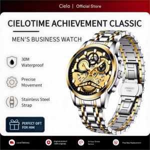(Buy 1 take Free Box) Original Men's Quartz Watch 100% Waterproof Round Watch Calendar Steel Band Luxury Stainless Steel Luminous Causual Watches Size Adjustable Metallic Business for Men