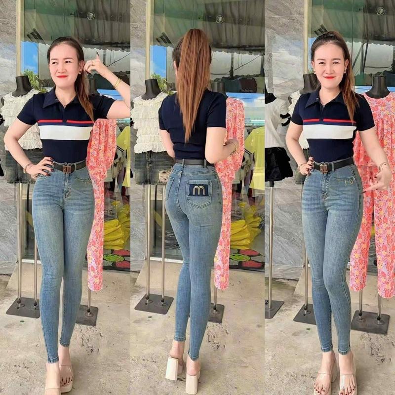 Quần jeans ôm qc cạp cao dài 92-94cm 1m50-1m60