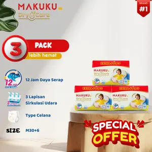 Makuku Drycare Plus Big Pack ( 3 PACK) M30+6/L28+6/XL24+4/XXL22+4 Popok Bayi