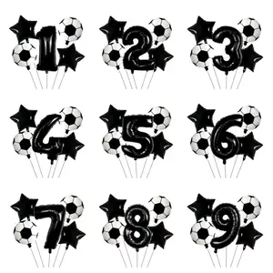 5pcs PAKET BALON SEPAKBOLLA ANGKA HITAM 80cm