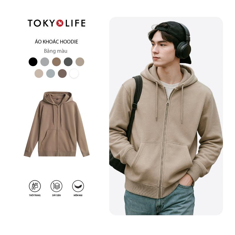  Áo Khoác Hoodie Zip Form Unisex Vải Nỉ Chân Cua Dày Dặn Thoáng Mát 40004135 - TOKYOLIFE 