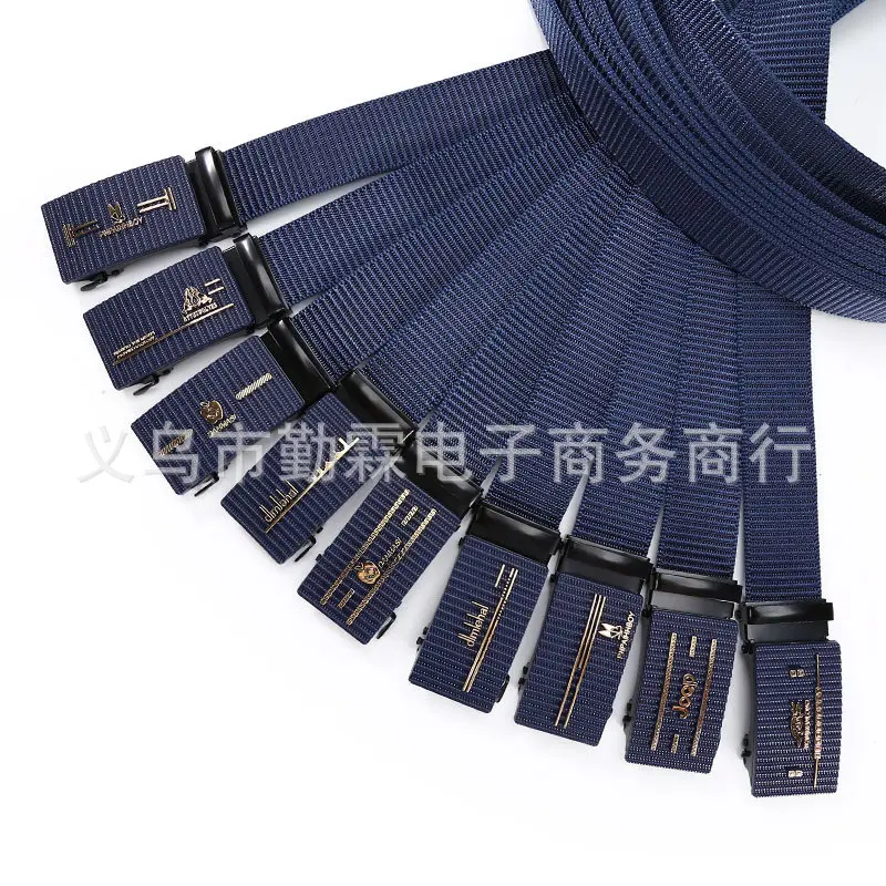 Thắt Lưng Nam, Thắt Lưng Khóa Không Răng Tự Động Bằng Sắt, Thoáng Khí, Màu Trơn Giả Nylon, Thân Thắt Lưng Bán Chạy 7