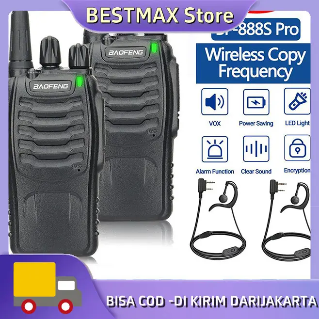 HT Handy Talky MEROKE BF888S Radio Komunikasi Uhf Walkie Talkie 2 units Walkie talkie Antena