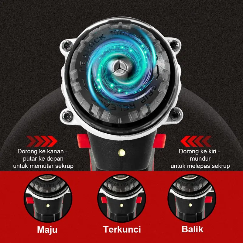 3in1 Mesin Bor tangan tanpa kabel Alat Bor Dampak Isi Ulang Rumah Tangga Lithium Bor Listrik Impact Drill Set  Isi Ulang Bor Listrik 4