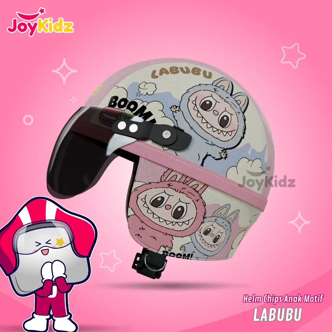 Helm Anak Perempuan Usia 1 2 3 4 5 Tahun Retro Junior Karakter Ringan Motif Labubu
