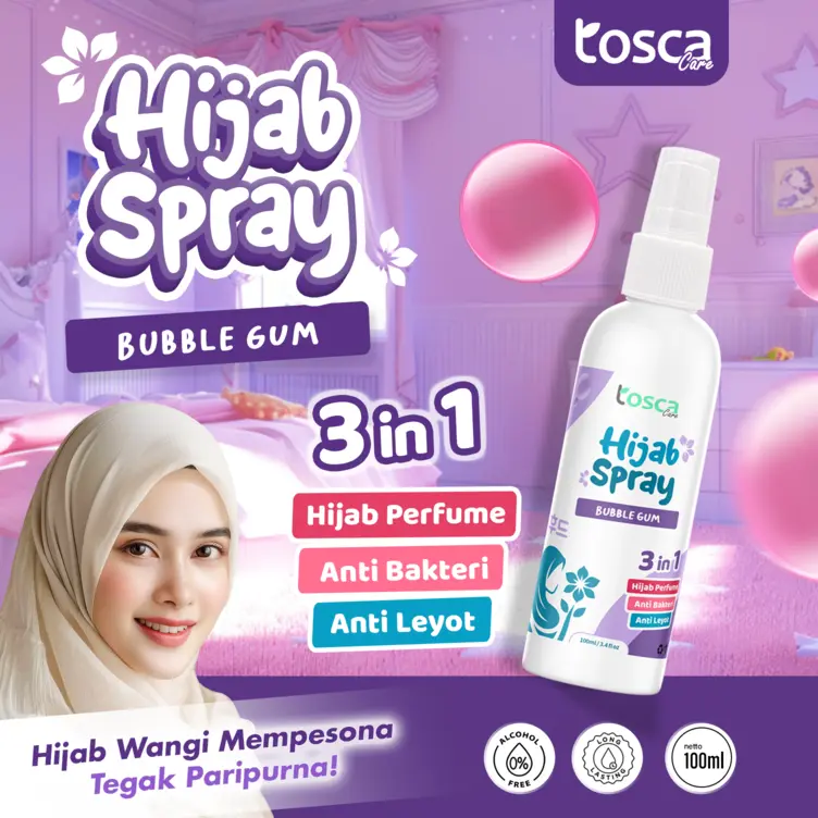Hijab Spray Tosca Anti Leyot Parfum Pewangi Jilbab Kerudung Anti Lepek 100ml 3
