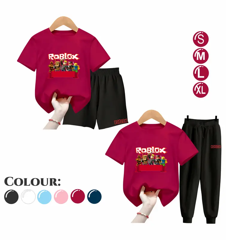 Setelan Anak Laki Laki dan Perempuan ROBLOX - Baju Kaos dan Celana Fashion Motif Terbaru Usia 5-15 Tahun [BISA COD] 2