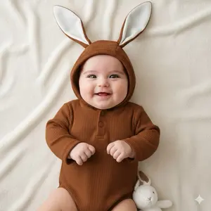 ￼Bunny Baby Jumpsuit Anak Kelinci Rib Knite Premium