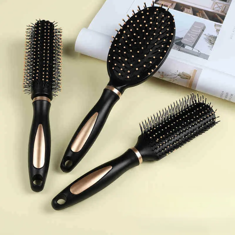 Lược Uốn Tóc, Tại Nhà, Dành Cho Nam Và Nữ, Đệm Khí, Lược Mát Xa Túi Khí, Lược Thông Hơi, Có Khóa Bên Trong, Lược Con Lăn Hình Trụ, Thích Hợp Để Tạo Kiểu Tóc 0