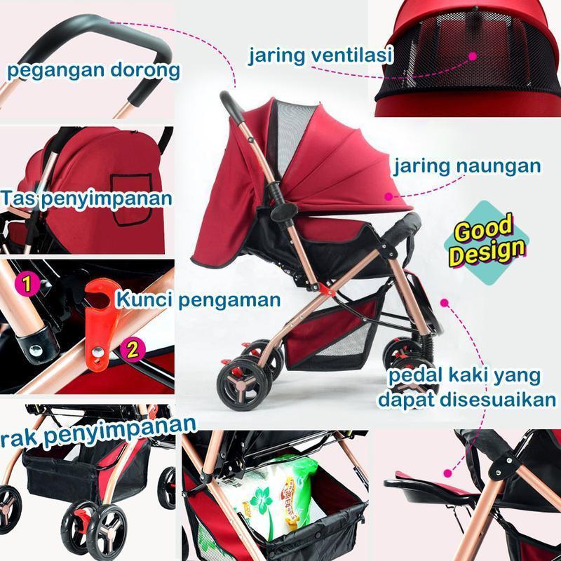 Product Introduction of 【COD】【Garansi 5 tahun】Bliss Baby Baby Stroller For Baby Foldable baby stroller Baby stroller with cushion Handle Table can rotate 29