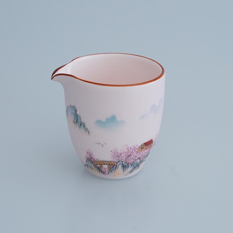 Product Introduction of Sharing cup,pink Ru Kiln country view pattern porcelain sharing cup-F258 1