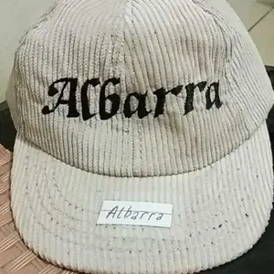 Topi Anak Cewek Cowok Usia 6 Bulan - 2 Tahun INISIAL A-Z Warna Cream Dan Hitam Bahan Korduroy Bayi