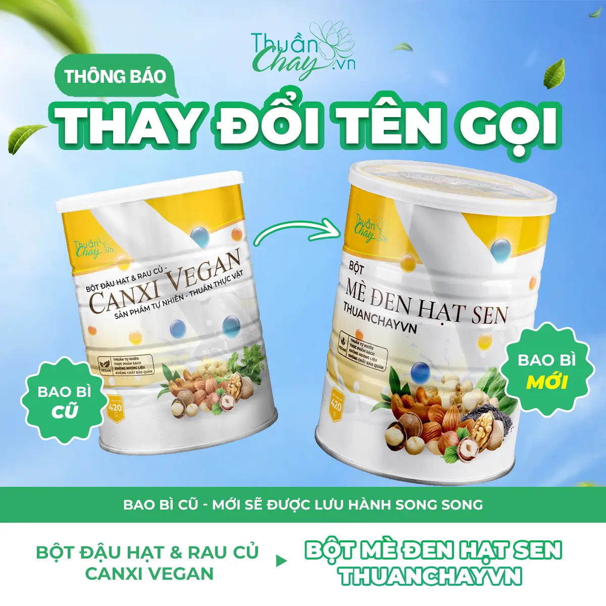 CANXI VEGAN 420g - (Tên thay đổi Bột Mè Đen Hạt Sen ThuanchayVN) Bột Ngũ Cốc Thuần Chay
