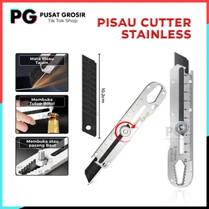 Pisau cutter stainless 9in1 kater tajam multifungsi pembuka tutup botol penggaris