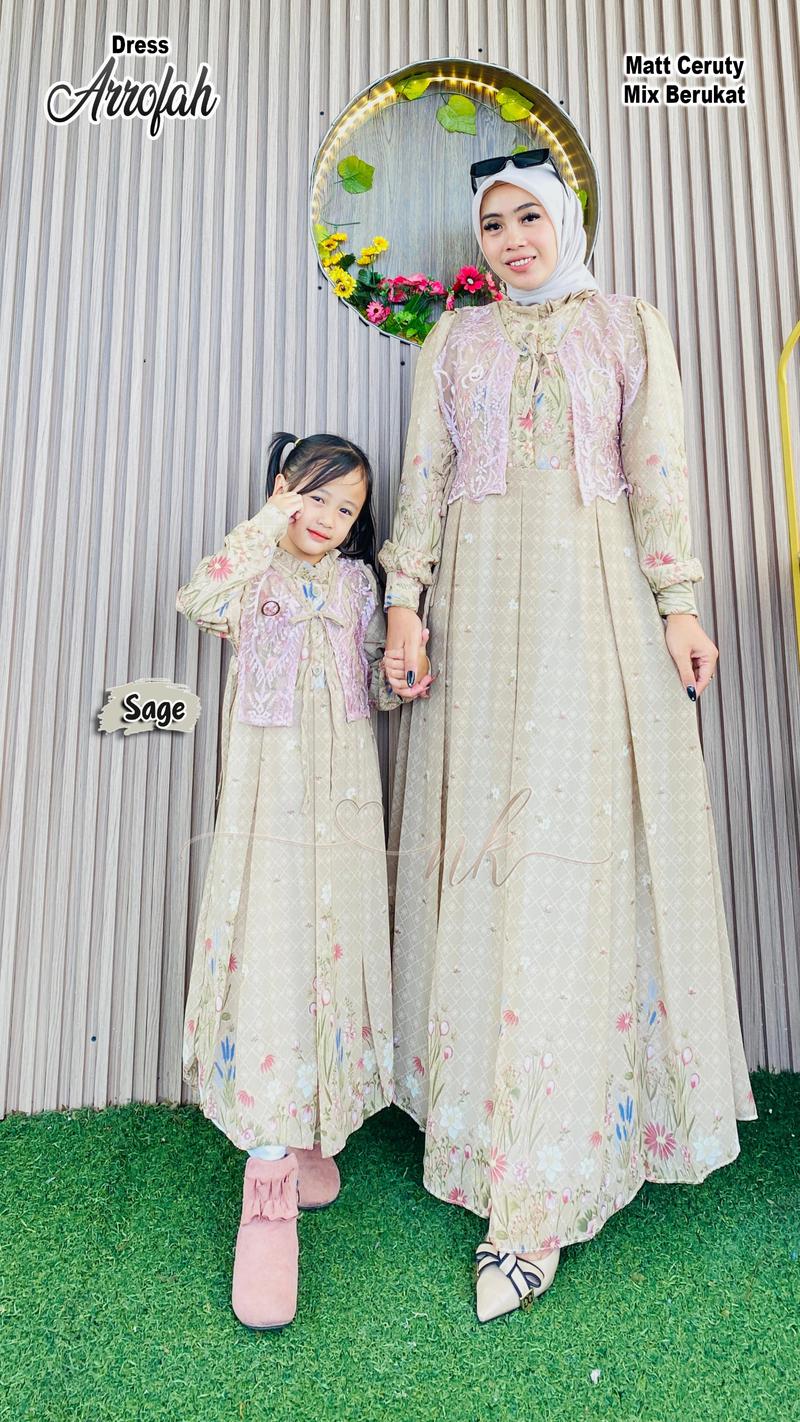 Product Introduction of DRESS NK Bisa Couple Ibu & Anak Perempuan FASHION MUSLIM REKOMENDASI GAMIS LEBARAN 2024 MEWAH KEKINIAN CERUTY SYARI / DRESS ARAFA Baju Keluarga Polos Pasangan Jilbab Mom 2