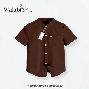 Kemeja Anak Premium Mahogany Usia 1-12 Tahun Dengan Bordir Saku By Walabi Pasti Ori